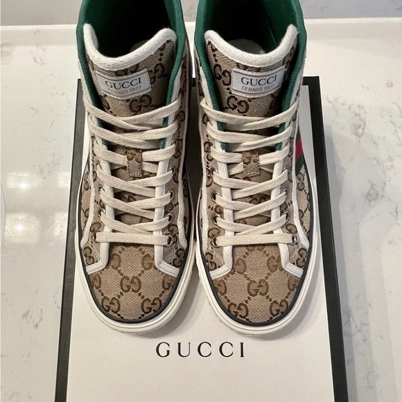 SOLD Gucci TENNIS 1977 HIGH TOP SNEAKER Women’s size 7.5 w/ full set - Picture 7 of 8